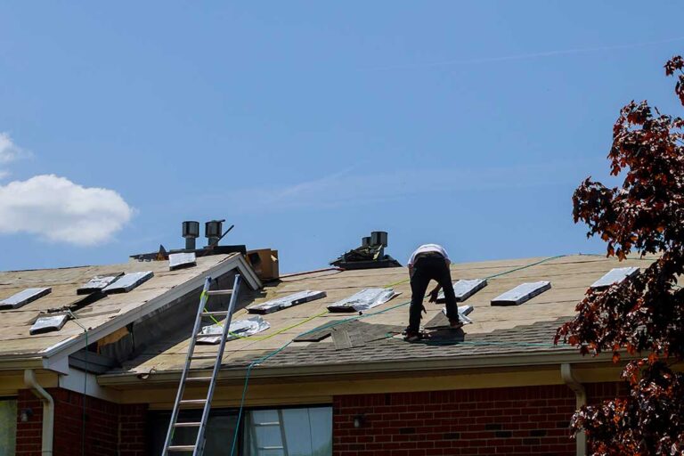 Attic with visible soffit vents, roof sheathing, insulation, and airflow space beneath the roof.